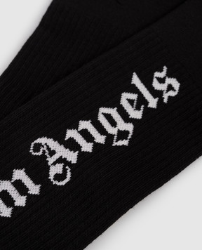 Palm Angels Black insulated socks with contrast logo PWRA007R24FAB001
