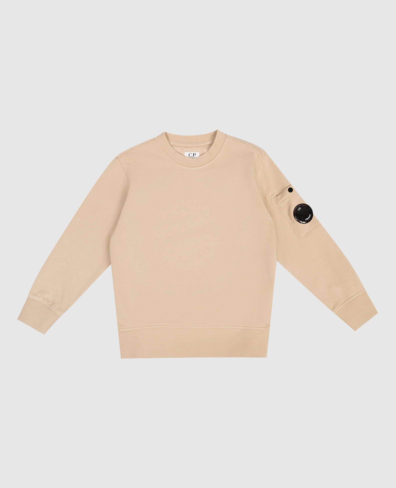 Children's beige sweatshirt with logo patch