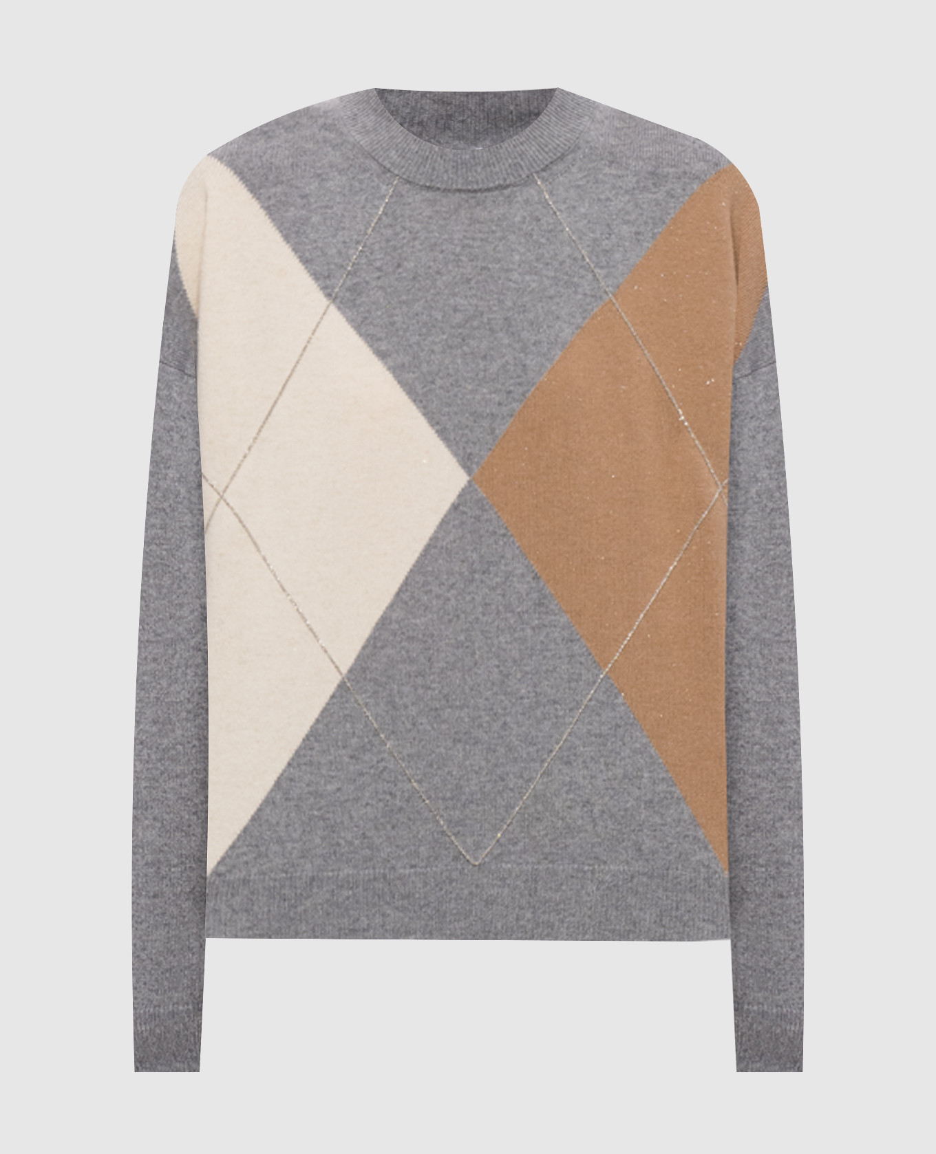 Gray wool, silk and cashmere jumper