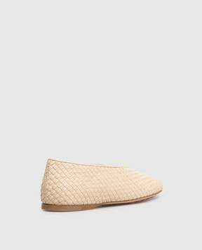 Bottega Veneta Beige leather braided ballet flats Rosa 837887V4VE0