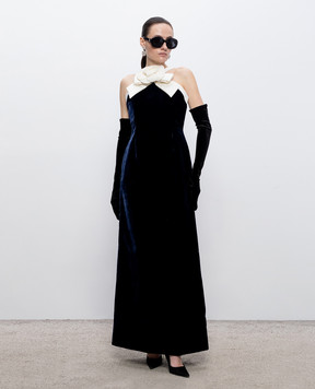 Richard Quinn Blue velvet silk dress RQSS2612