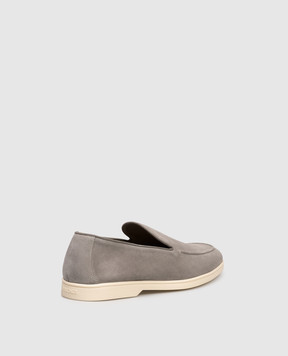 Doucal's Grey suede loafers with logo DU3413NWMAUY009