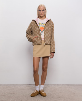 Casablanca Brown wool sports jacket with emblem pattern WPF26JK50601