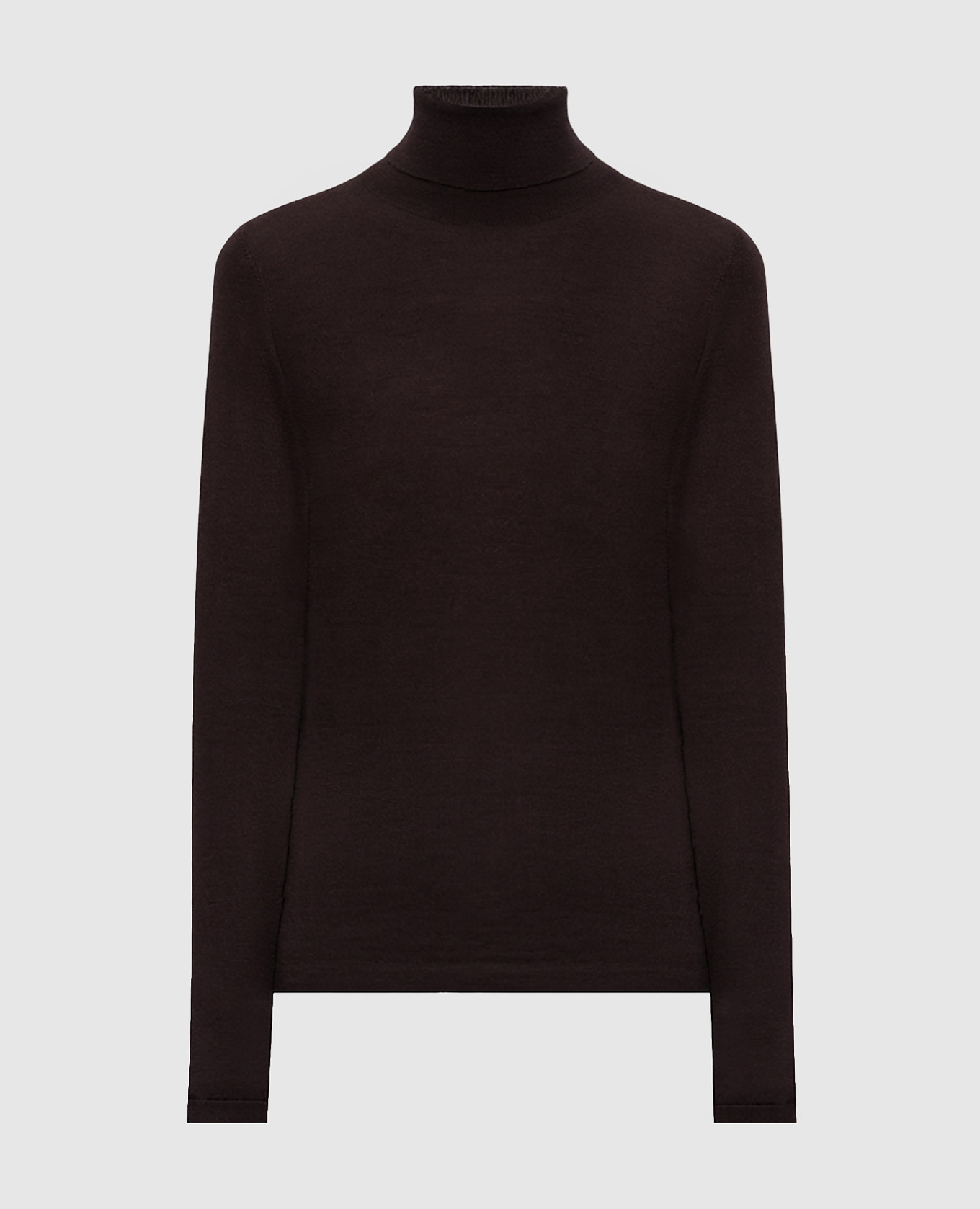 Brown cashmere turtleneck with monil chain