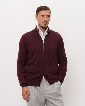 Brunello Cucinelli Burgundy cashmere cardigan M2200106