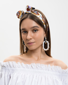 Dolce&Gabbana White printed silk twill ribbon FS215AGDDLI