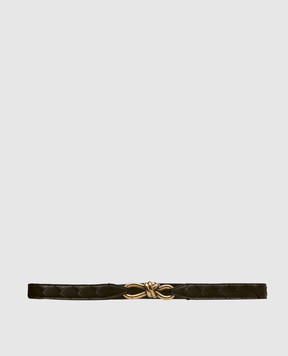 Bottega Veneta Brown leather adjustable belt with weaving 855245VCPP5