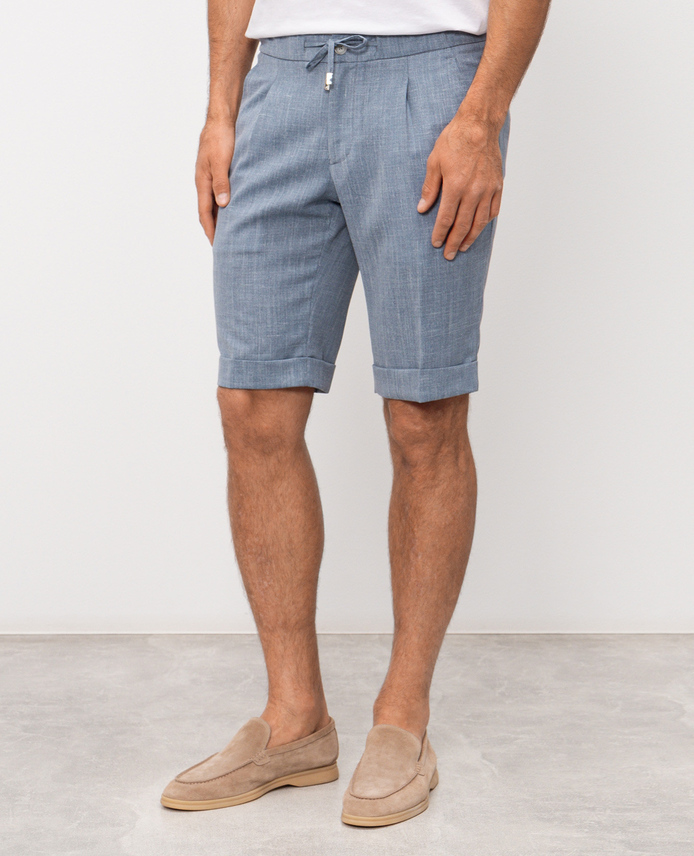 Blue shorts made of wool, silk and linen Enrico Mandelli 3
