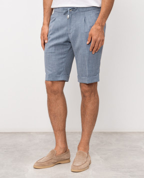 Enrico Mandelli Blue shorts made of wool, silk and linen GYMSHO6020