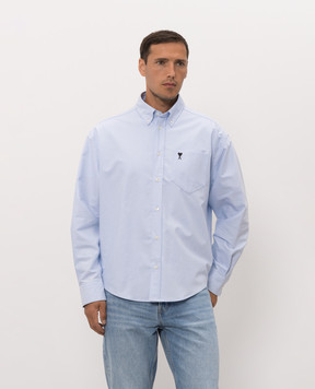 Ami Paris Blue shirt with embroidered emblem HSH822CO0031