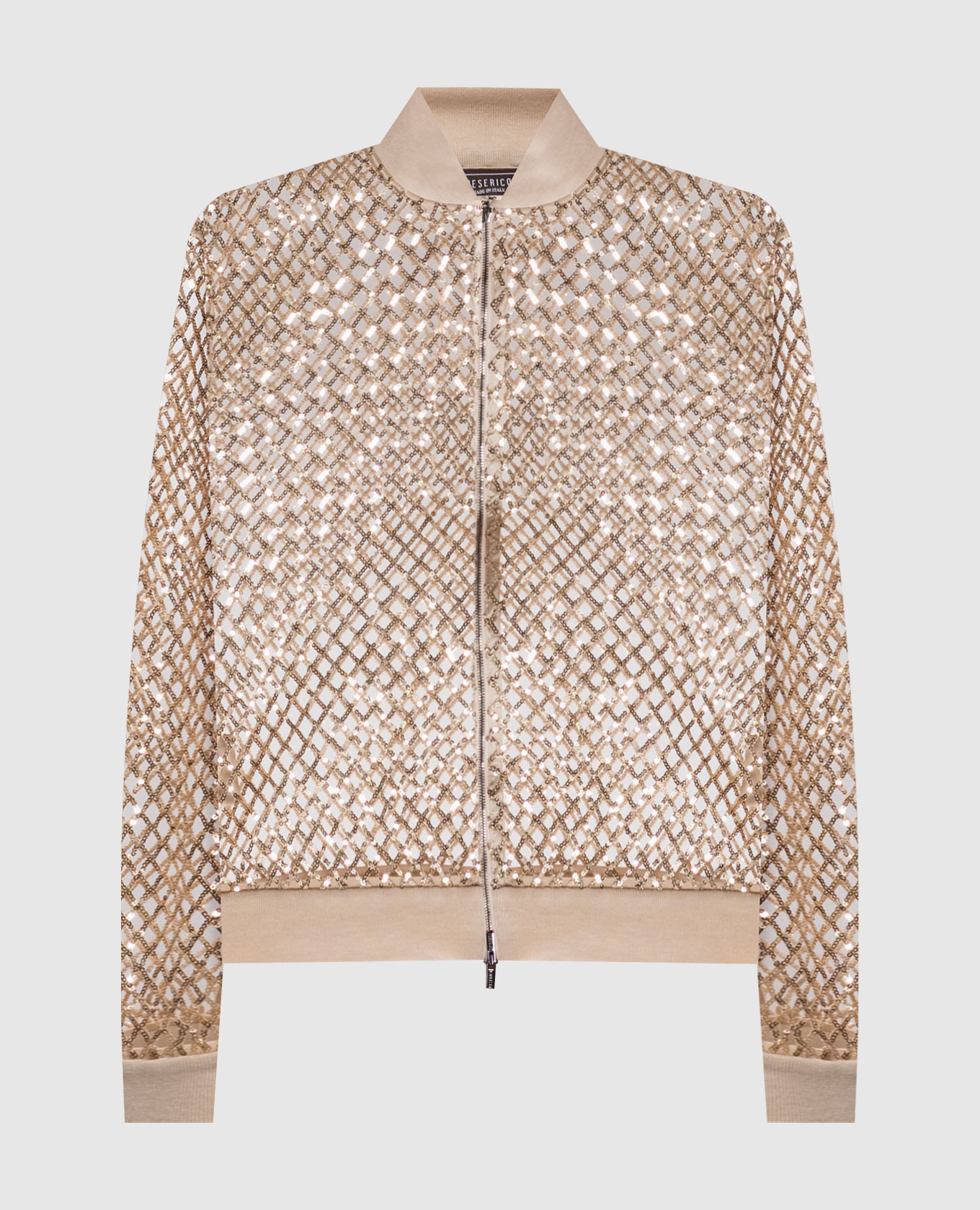 Beige openwork sequin cardigan