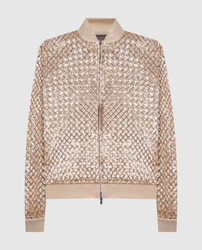 Peserico Beige openwork sequin cardigan E21131A0351