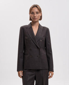 Peserico Brown double-breasted wool jacket with lurex A0121203359