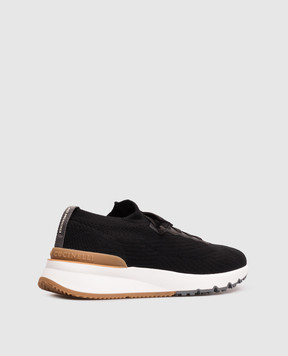 Brunello Cucinelli Black sneakers with textured logo MZUPMBO252