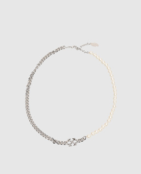 Off-White Silver chain necklace with emblem OMOB167S26MET001