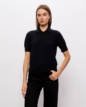 Ami Paris Black merino wool polo shirt FPL458KN0197