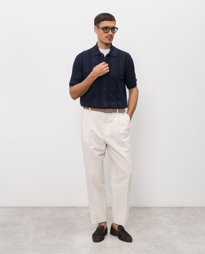 Brunello Cucinelli Blue shirt with linen M2L707805
