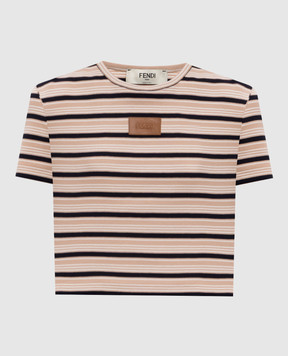 Fendi Beige striped cropped T-shirt FS8110AW88
