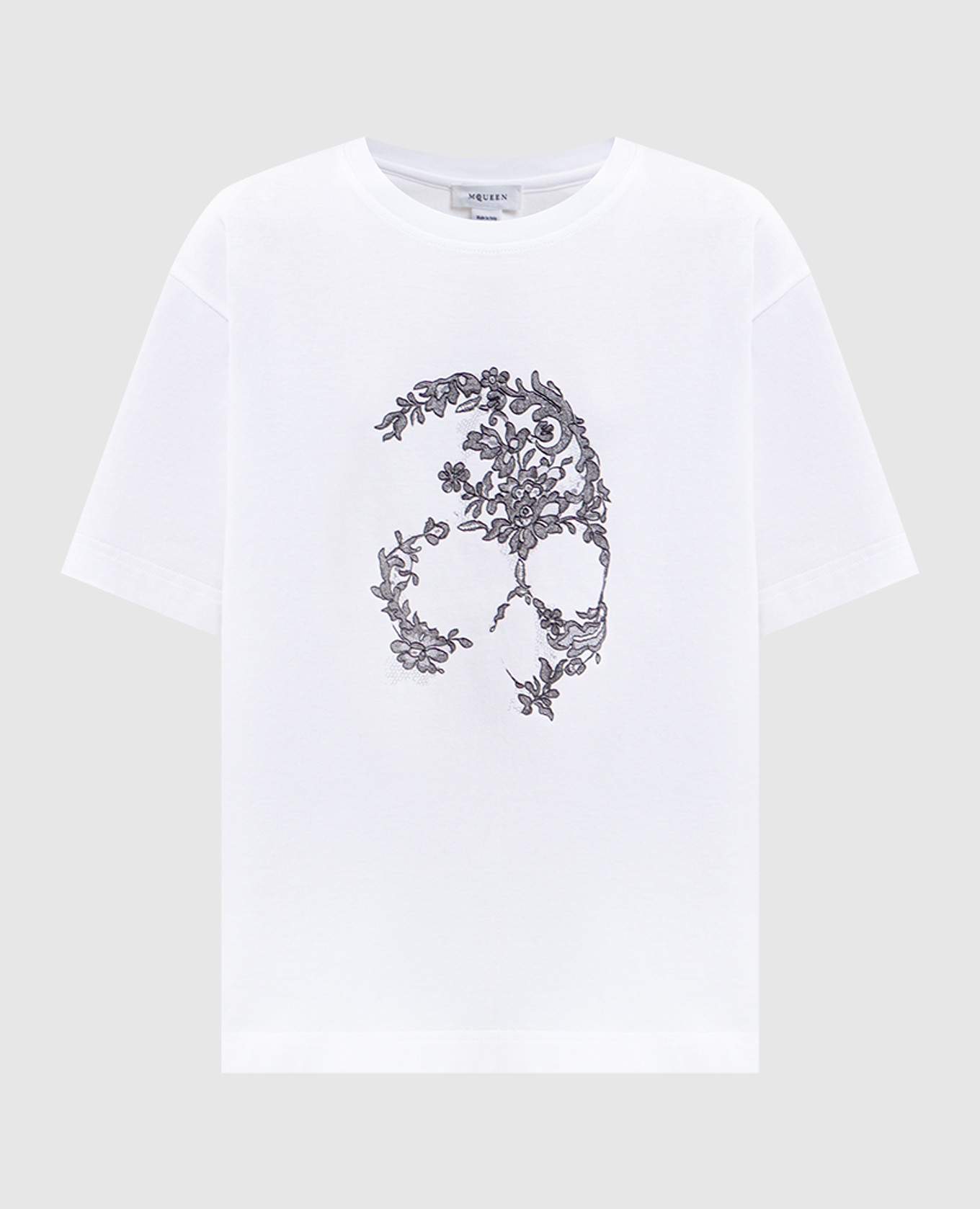 

White T-shirt with lace Skull print Alexander McQueen