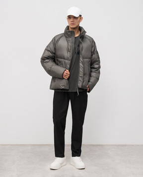 C.P. Company Grey down jacket with logo patch MOW183A110467A