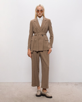 Peserico Brown double-breasted wool jacket S01250A04314