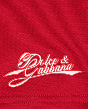 Dolce&Gabbana Children's red shorts with textured logo L1JQS2G7P4X