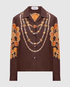 Versace Brown printed silk blouse 10242311A17952