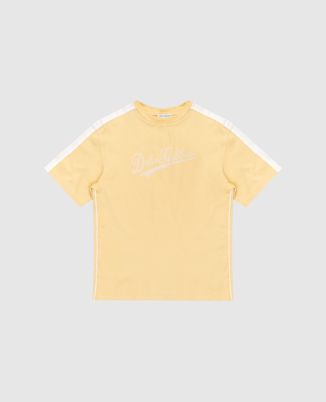 Children's yellow T-shirt with textured logo