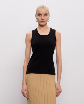 Balmain Black ribbed tank top GF0EB075BD10