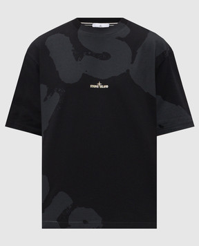 Stone Island Black T-shirt with logo print L1S152100002S0365