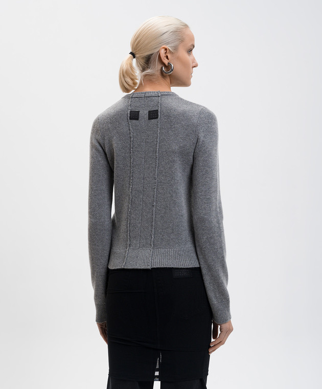 Maison Margiela MM6 - Grey wool cardigan with emblem