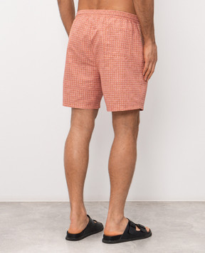 Brunello Cucinelli Orange swim shorts with branded print MR847043