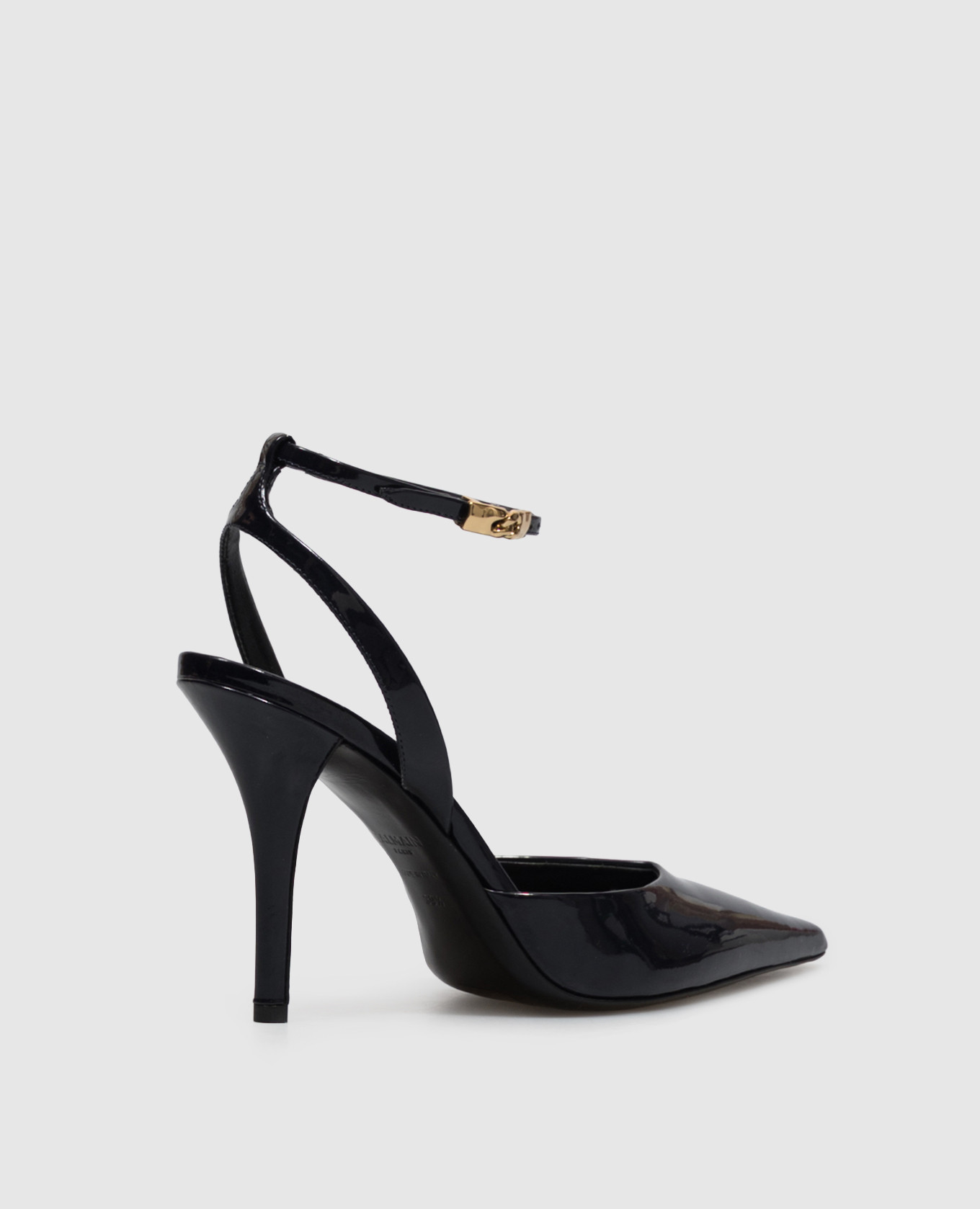 Navy blue patent leather slingbacks Balmain 3