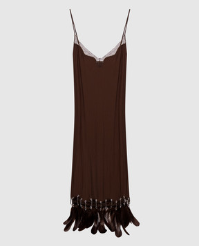 16Arlington Brown Kena dress with lace and feathers DMD722SS2602