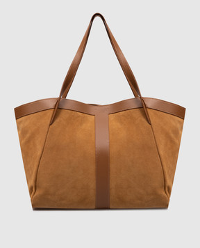 Twinset Brown suede bag with embossed logo 261TB7100