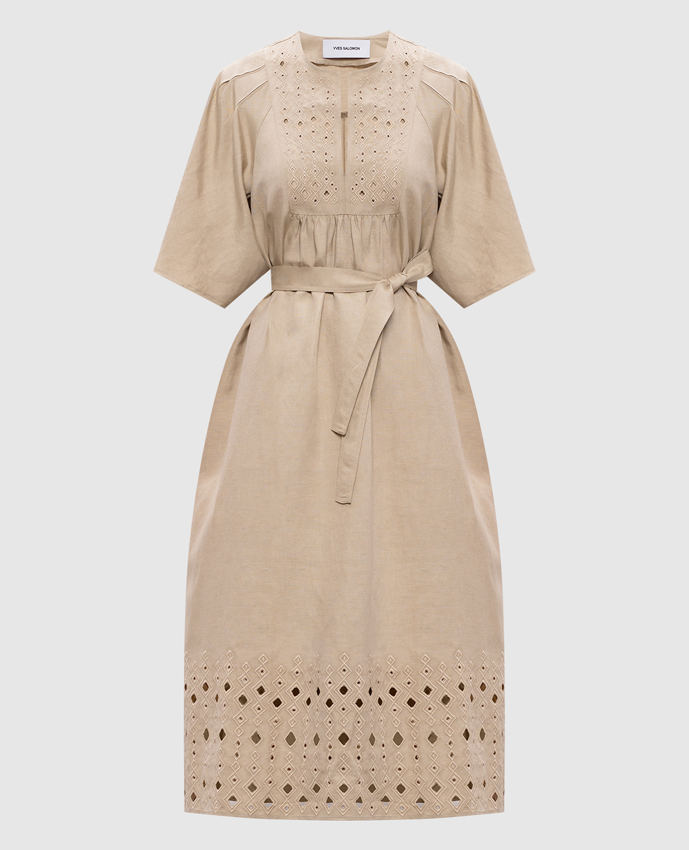 

Beige silk and linen midi dress Yves Salomon