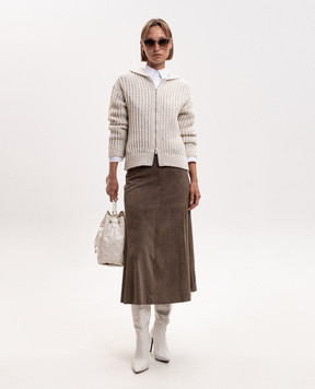 Simonetta Ravizza Suede brown skirt Pat F06SK77S1