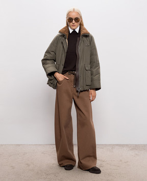 Brunello Cucinelli Khaki down jacket with fur MH5253658
