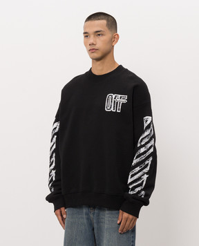 Off-White Black sweatshirt with contrast print 44MBA054F26F007