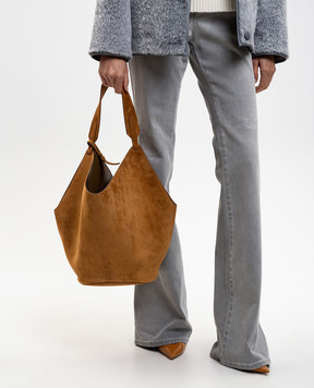 Khaite Lotus suede bag in brown HAITEBAG