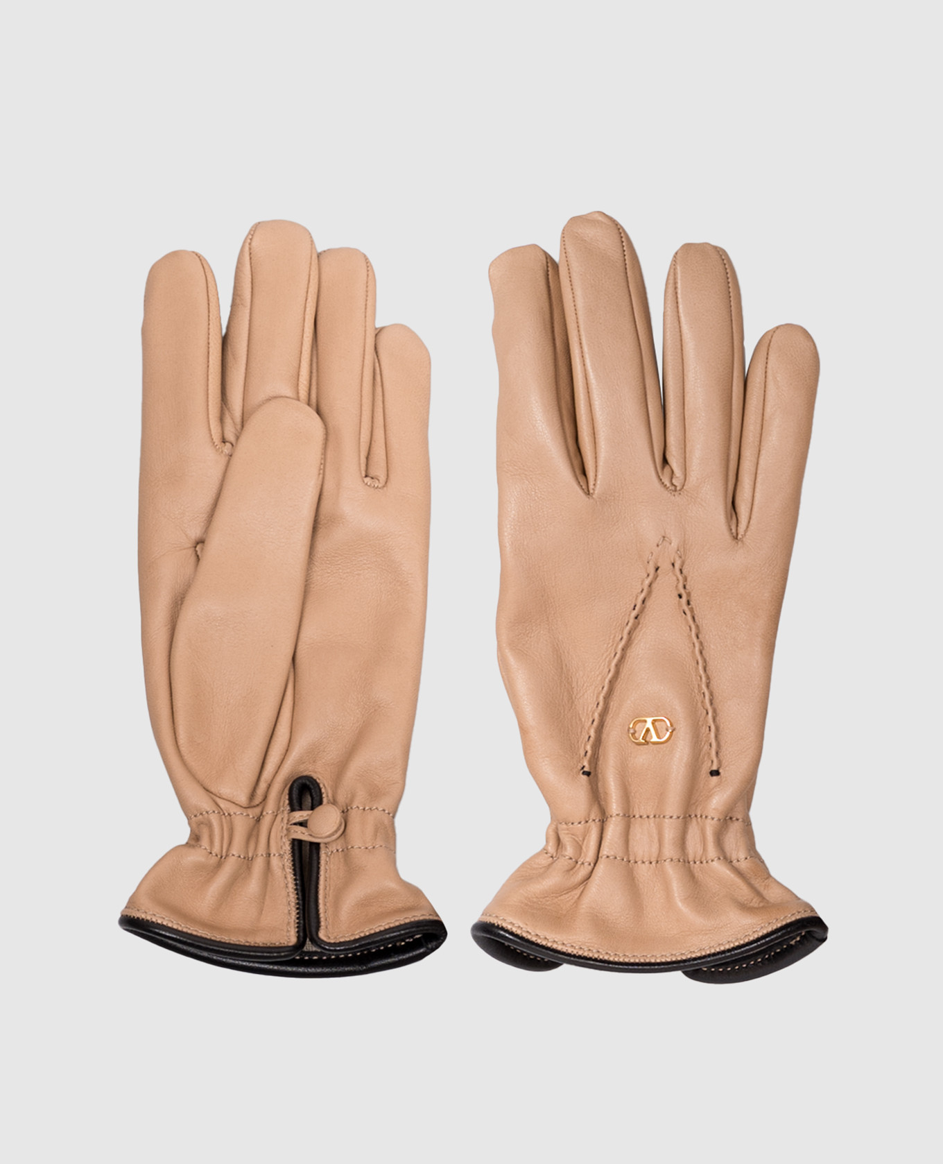 Beige leather gloves