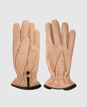 Valentino Beige leather gloves 9W2GDA57CZV