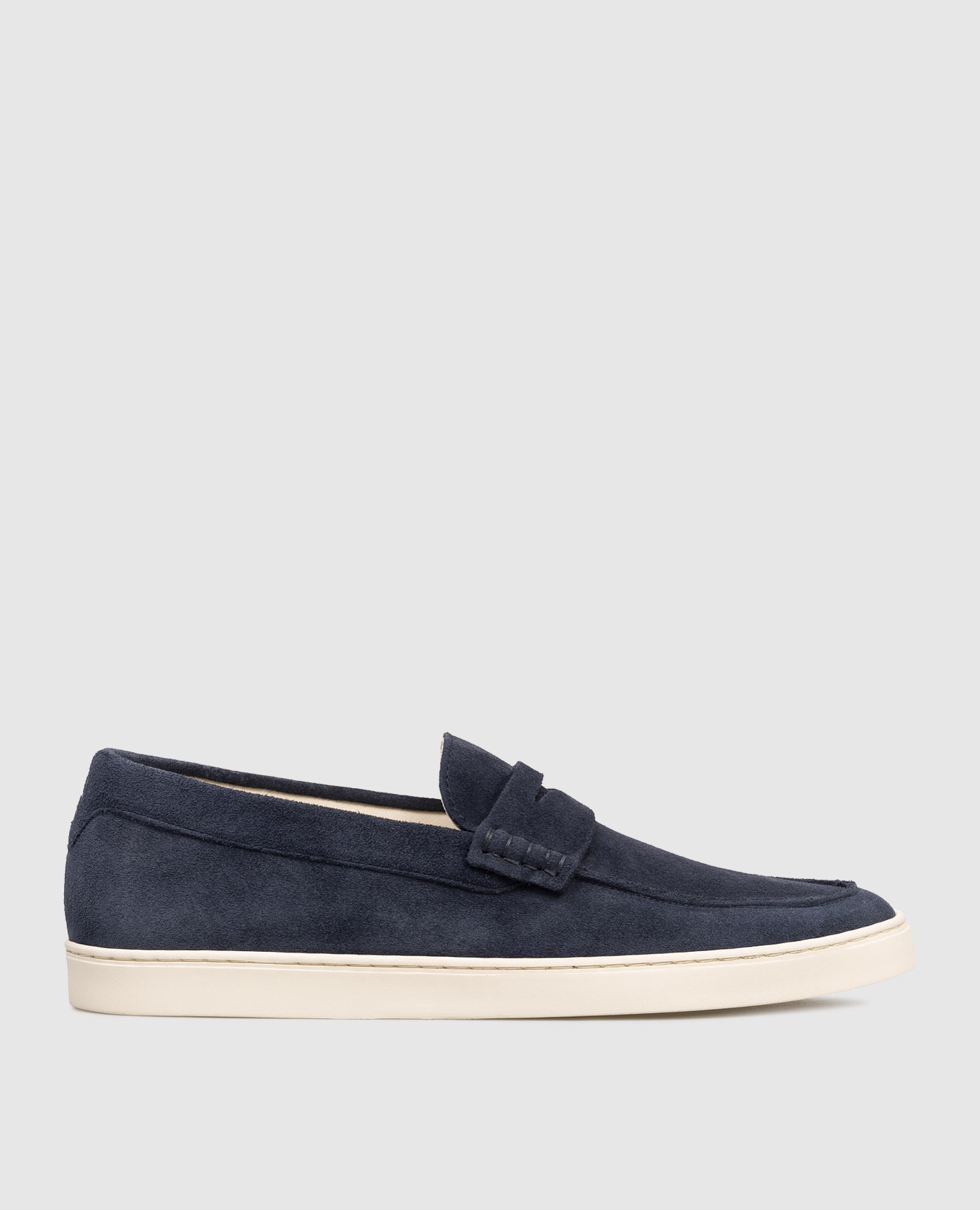 Blue suede loafers
