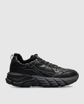 Iceberg Black leather sneakers with fur trim IU1706M