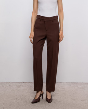 Brunello Cucinelli Brown wool pants with monil chain MP553P9294