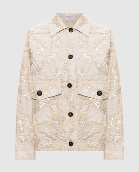 Brunello Cucinelli Beige jacket with sequin embroidery M0F79HM206