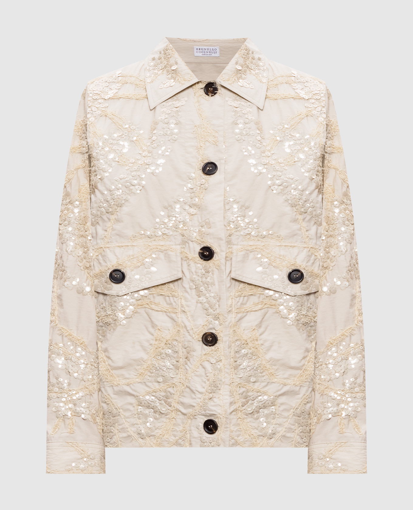 

Beige jacket with sequin embroidery Brunello Cucinelli