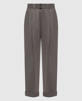 Brunello Cucinelli Gray striped wool pants MP189P8995