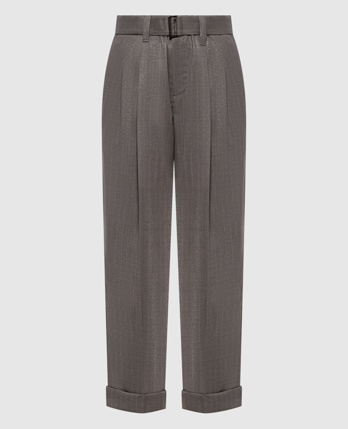 Gray striped wool pants