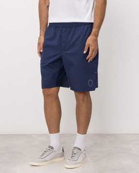 Brunello Cucinelli Blue shorts with logo print MB4223590T